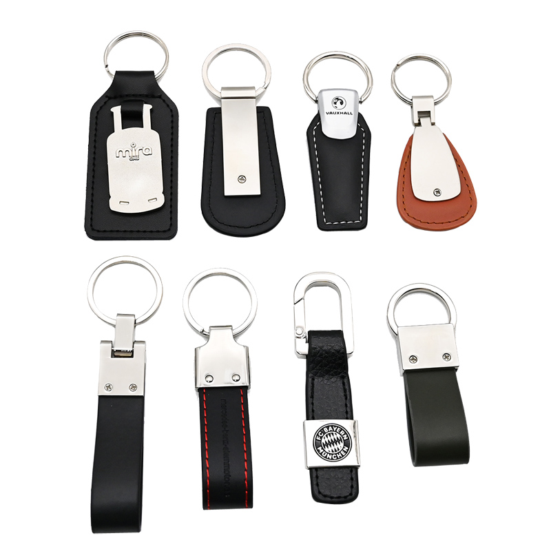 Promotional Zinc Alloy Metal Keychain PU Leather Car Logo Keychain